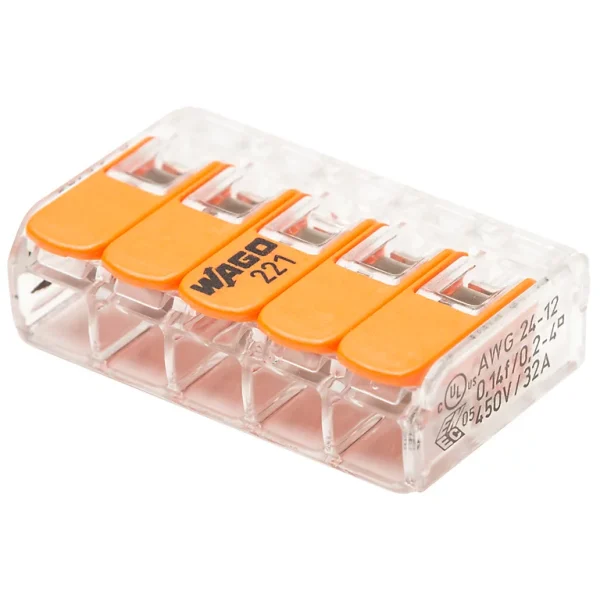 Castorama 10 mini Bornes à Cliquet 5 entrées Wago (série 221) 0,14-4 mm² soldes en ligne 1