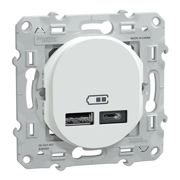 REMISE allant Castorama Double Chargeur USB A + C 12W Schneider Ovalis Electric Blanc 1