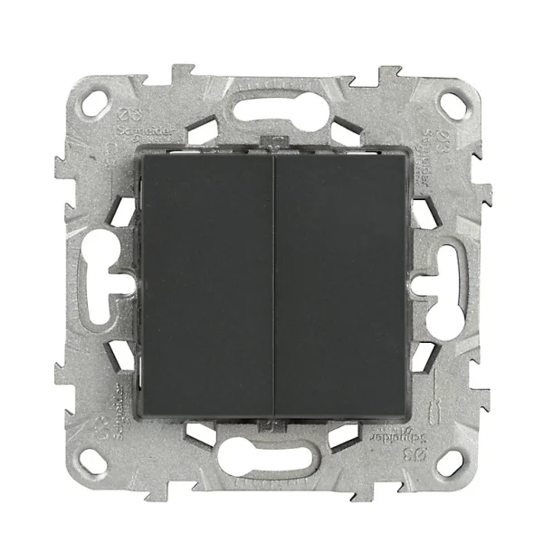 mode pas chere Castorama Double Poussoir Schneider Electric Unica Anthracite 1