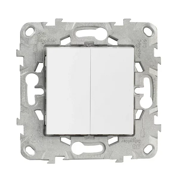 pas cher en vente Castorama Double Poussoir Schneider Electric Unica Blanc 1