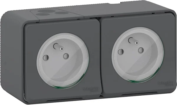 fashioniable Castorama Double Prise 2 Pôle+terre Horizontale Mureva Styl Schneider Electric Anthracite 1