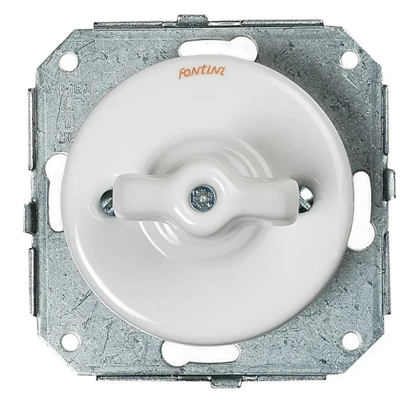 Castorama Interrupteur Va-et-vient Fontini Garby Porcelaine Blanche, Manette Blanche qualité supérieure 1