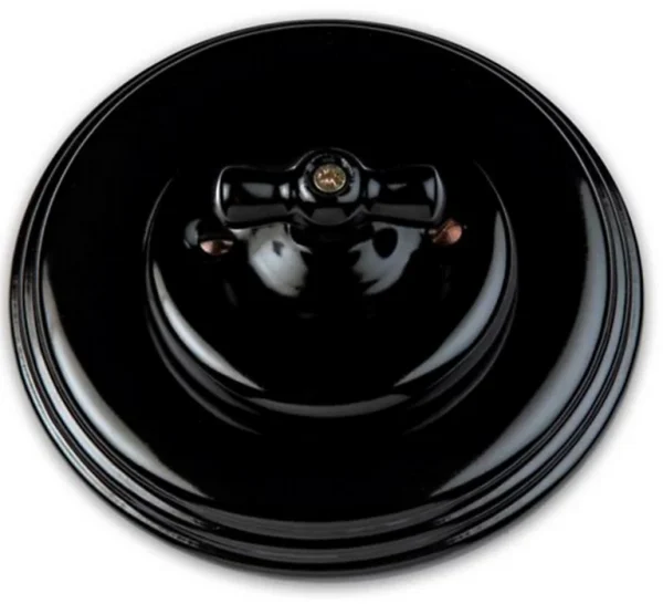 boutiqued en ligne Castorama Interrupteur Va-et-vient Fontini Garby Porcelaine Noire, Manette Noire 1