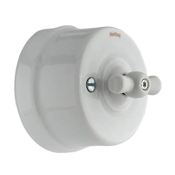 Castorama Interrupteur Va-et-vient Saillie Fontini Garby Porcelaine Blanche, Manette Blanche online boutique 1