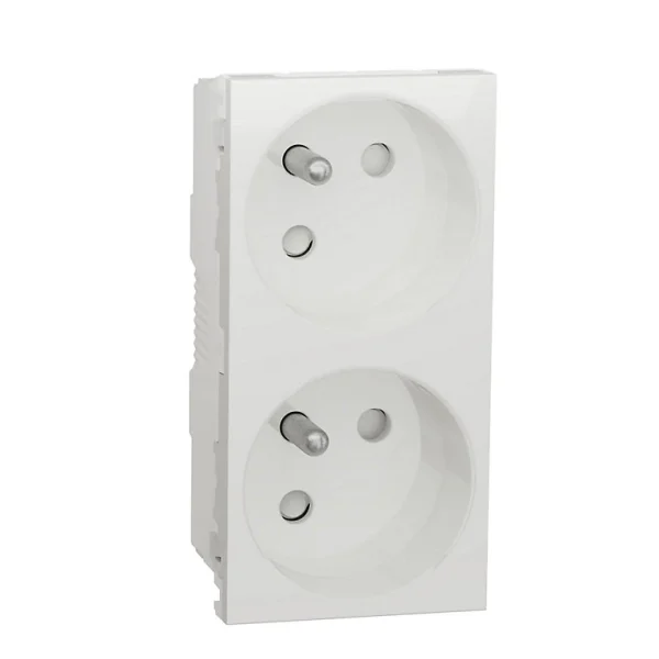 Castorama Mécanisme Double Prise 2 Pôles+terre 45° Unica Pro Blanc Meilleur Prix Garanti 1