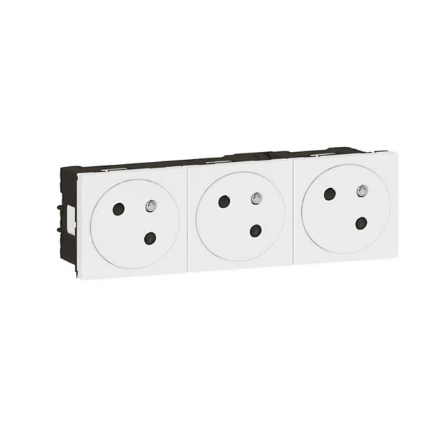 outlet soldes Castorama Mécanisme Prise 2 Pôles + Terre Legrand Mosaïc Blanc, 3 Prises 1