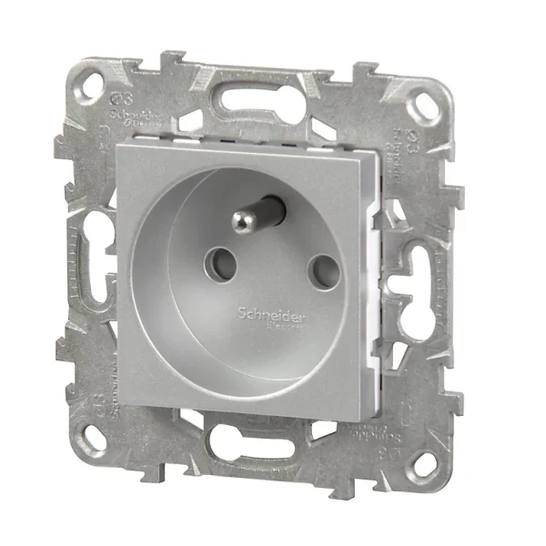 Castorama Mécanisme Prise 2 Pôles+terre SCHNEIDER ELECTRIC Aluminium achetez pas cher 1