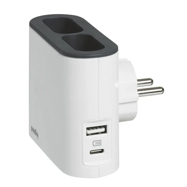 soldes en ligne Castorama Multiprise 2 Prises 2P + 2 Chargeurs USB-A Et C Legrand Blanc Et Gris 1
