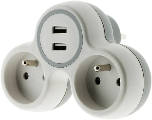 grande popularité Castorama Multiprise 2 Prises Diall 16A USB Blanc/gris 1