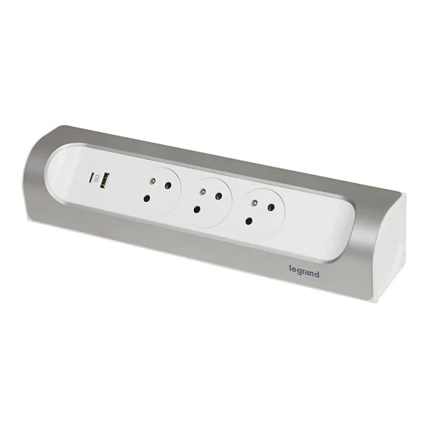 site en ligne Castorama Multiprise 3 Prises 2 Pôles+terre + 1 X USB-A + 1 X USB-C Legrand Blanc Et Aluminium 1