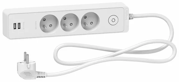 Retour gratuit en magasin. Castorama Multiprise 3 Prises + 2 USB Schneider Electric Odace Blanc 1.5 M 1