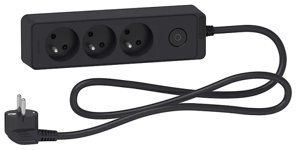 Castorama Multiprise 3 Prises Schneider Electric Odace Anthracite 1.5 M france en ligne 1
