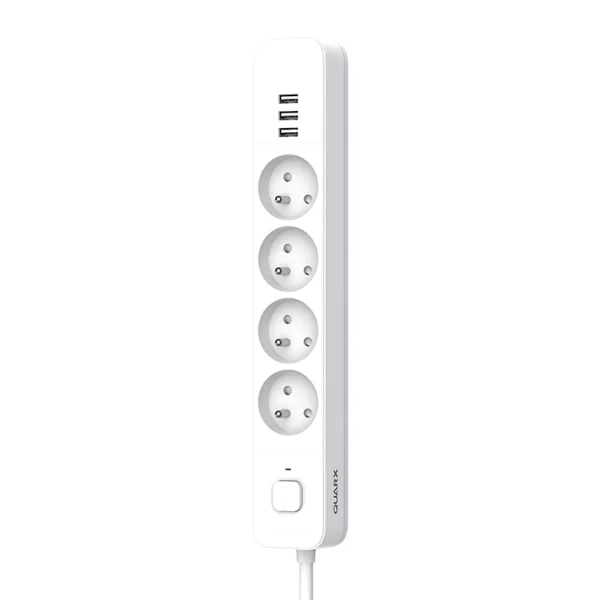 Boutique Castorama Multiprise 4 Prises 2 Pôles + Terre + 3 USB Gris 1.5 M 1