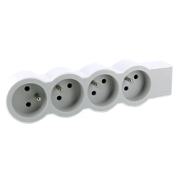 Castorama Multiprise 4 Prises 2 Pôles+terre Legrand Blanc Et Gris Officielle 1