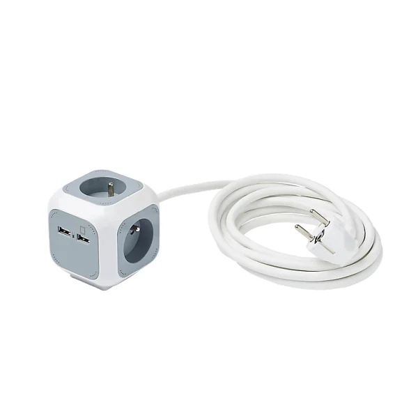 le grand escompte Castorama Multiprise 4 Prises Diall CUBE & USB 3m 1