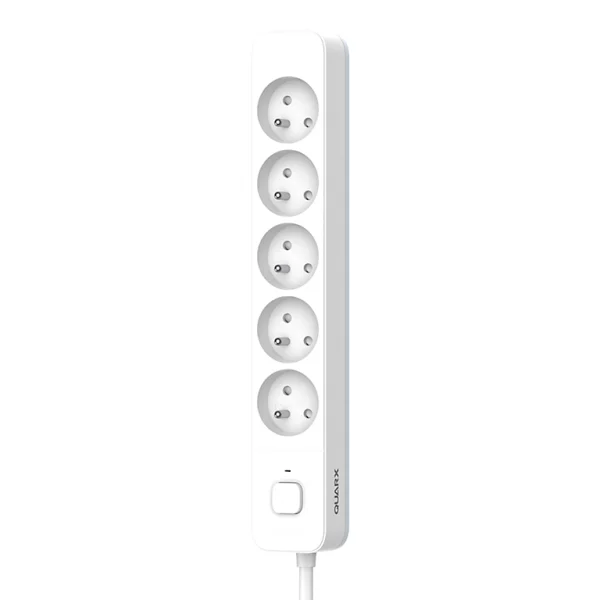 Castorama Multiprise 5 Prises 2 Pôles + Terre Quarx Blanc / Gris 1.5 M soldes 1