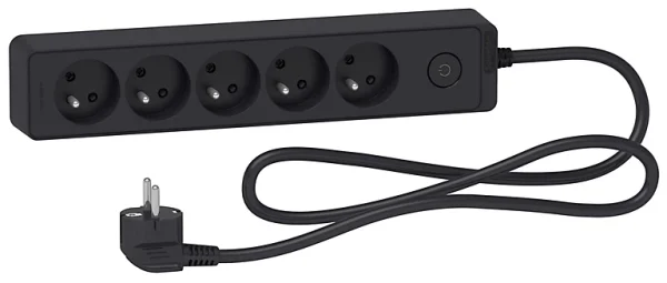 Castorama Multiprise 5 Prises Schneider Electric Odace Anthracite 1.5 M Dernières Nouveautés 1