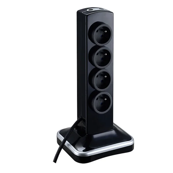 soldes de Noël Castorama Multiprise 8 Prises Parafoudre Vertical USB 2m Noir 1