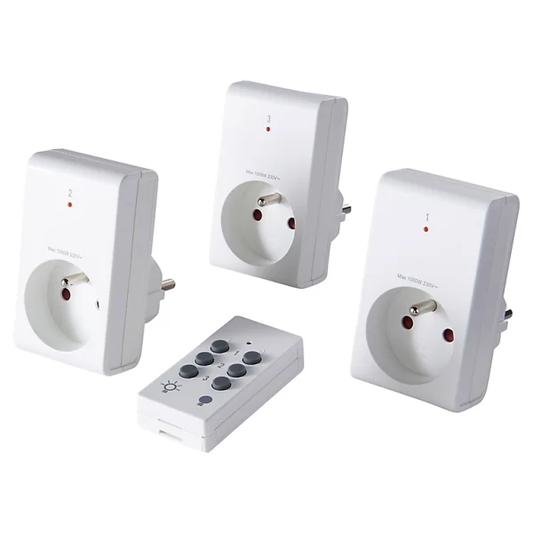 Castorama Pack 3 Prises + 1 Télécommande D’éclairage Intérieur 1kW marques de renommée 1