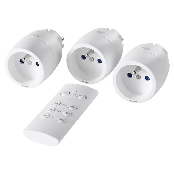 site officiel Castorama Pack 3 Prises + 1 Télécommande D’éclairage Intérieur 3kW 1
