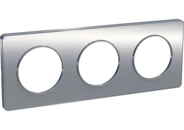 Distributeur Officiel Castorama Plaque 3 Postes Schneider Electric Odace Aluminium Brossé 1