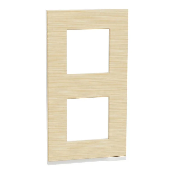 marque moins cher Castorama Plaque De Finition Double Schneider Electric Unica Pure Bois Nordique Liseré Blanc 1