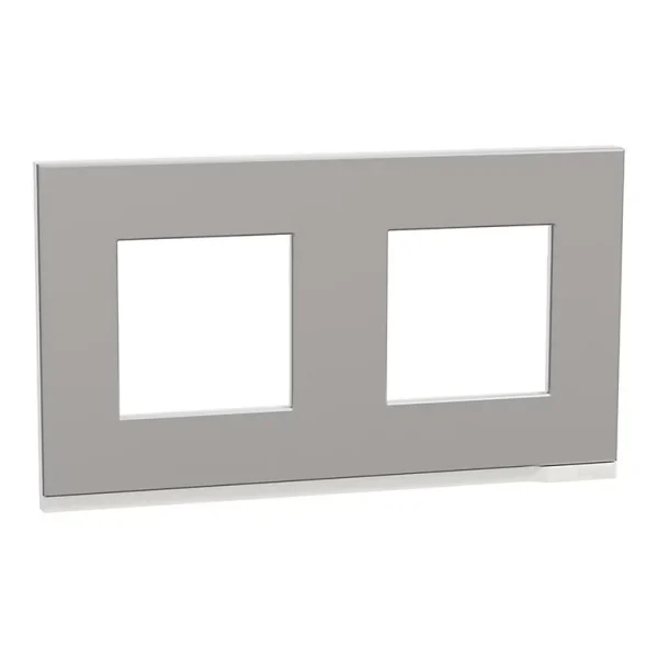 Castorama Plaque De Finition Double Schneider Electric Unica Pure Pure Aluminium Liseré Blanc livraison la plus rapide 1