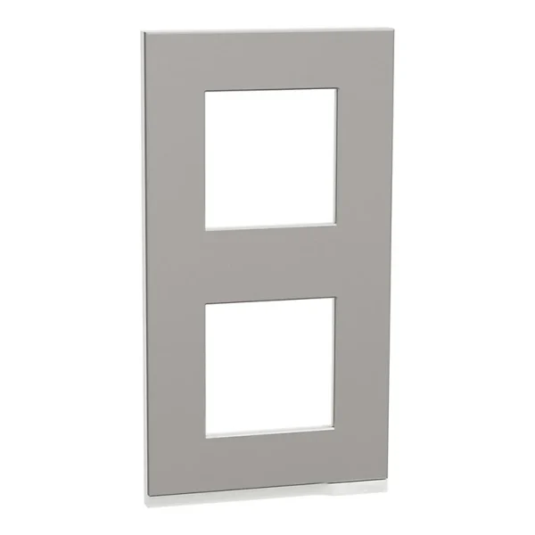 Dernières Nouveautés Castorama Plaque De Finition Double Schneider Electric Unica Pure Pure Aluminium Liseré Blanc 1