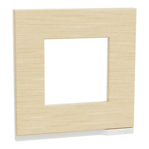 site pas cher Castorama Plaque De Finition Simple Schneider Electric Unica Pure Bois Nordique Liseré Blanc 1