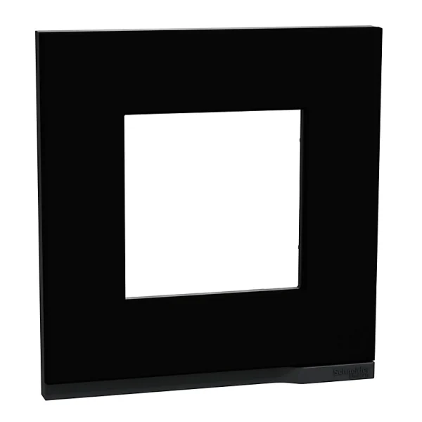 site soldes Castorama Plaque De Finition Simple Schneider Electric Unica Pure Gomme Noire Liseré Anthracite 1