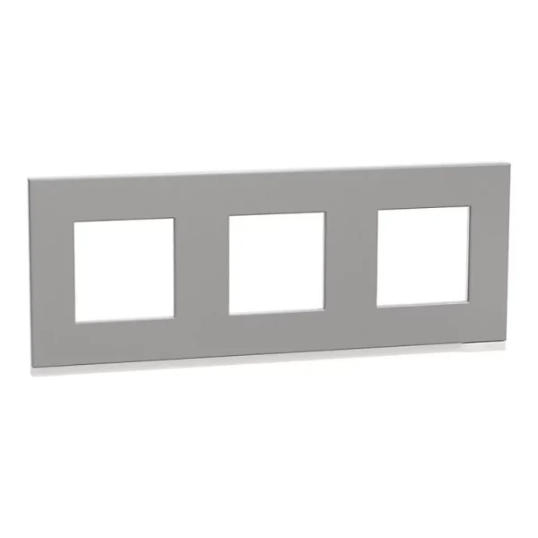 acheter Castorama Plaque De Finition Triple Schneider Electric Unica Pure Aluminium Liseré Blanc 1