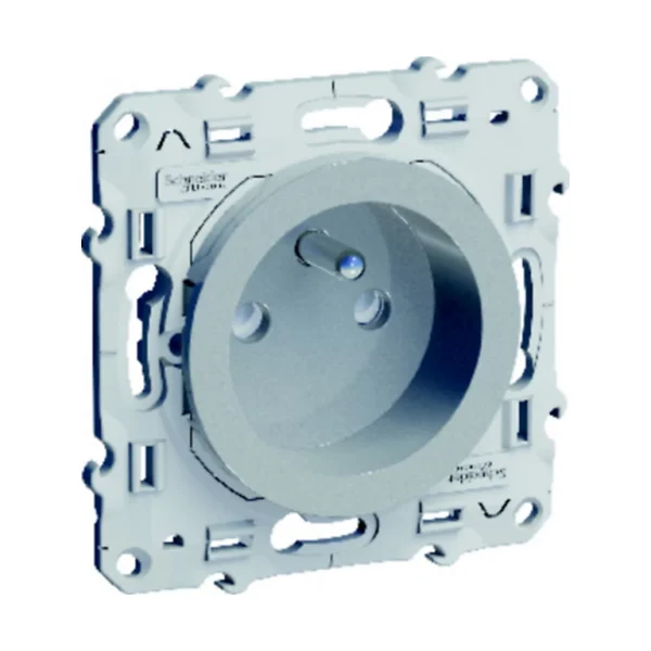 Distributeur Officiel Castorama Prise 2 Pôles Schneider Electric Odace Aluminium 1