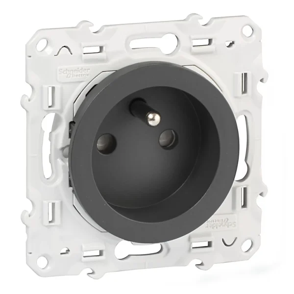 Castorama Prise 2 Pôles+terre Schneider Electric Odace Anthracite dernière tendance 1