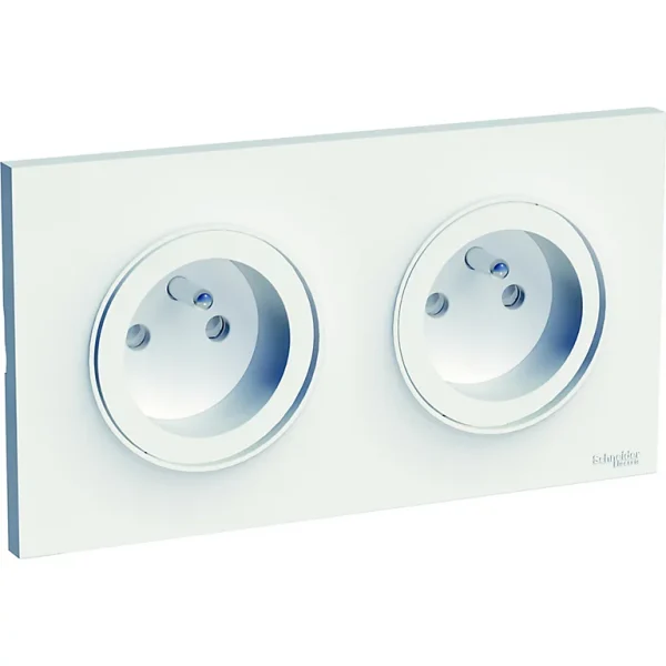 Pas Cher soldes France Castorama Prise 2×2 Pôles+terre Schneider Electric Odace Blanc 1