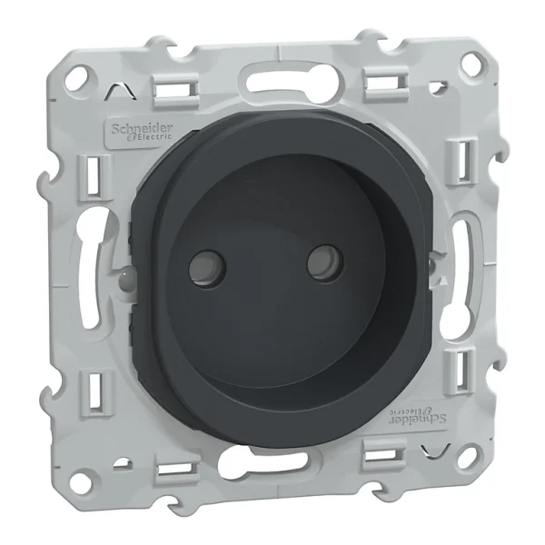 excellente qualité Castorama Prise De Courant à Obturateur Schneider Electric Ovalis Anthracite 2 Pôles + Terre 1