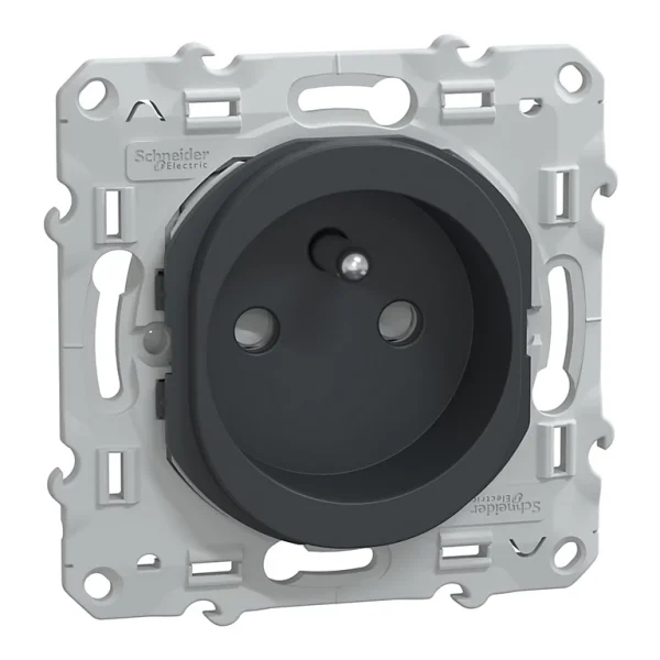 Castorama Prise De Courant Schneider Electric Ovalis Anthracite 2 Pôles + Terre à prix très bas 1