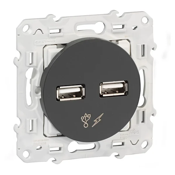Nouvelle Collection Castorama Prise Double USB Schneider Electric Odace Anthracite 1