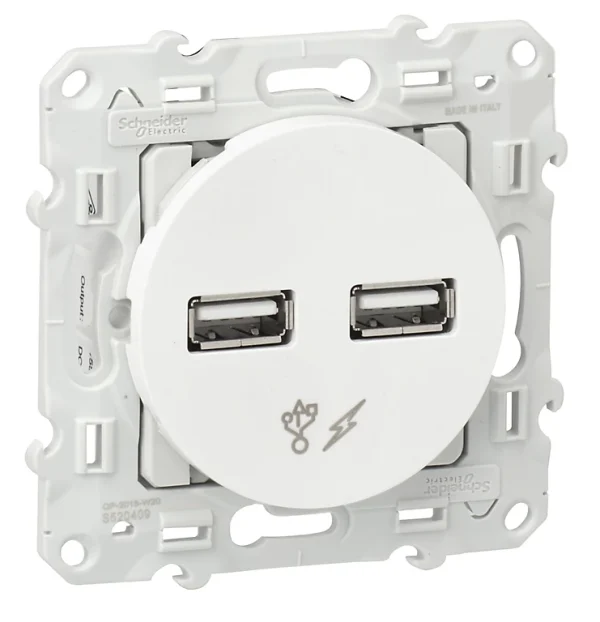Castorama Prise Double USB Schneider Electric Odace Blanc des prix incroyables 1